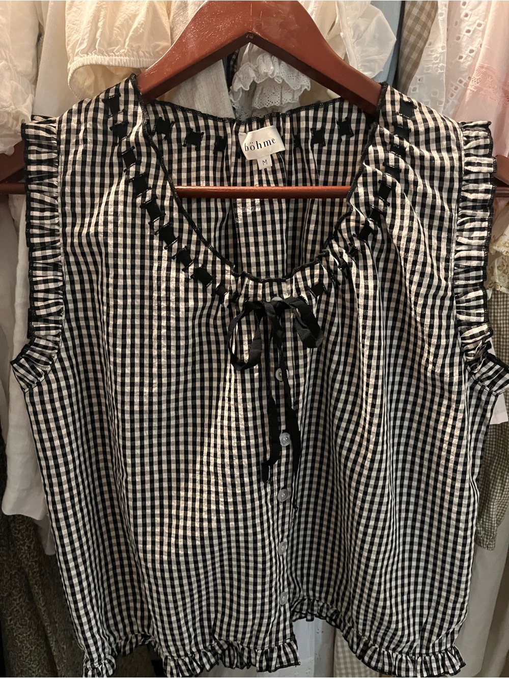 Bohme Gingham Top Blouse Sleeveless M